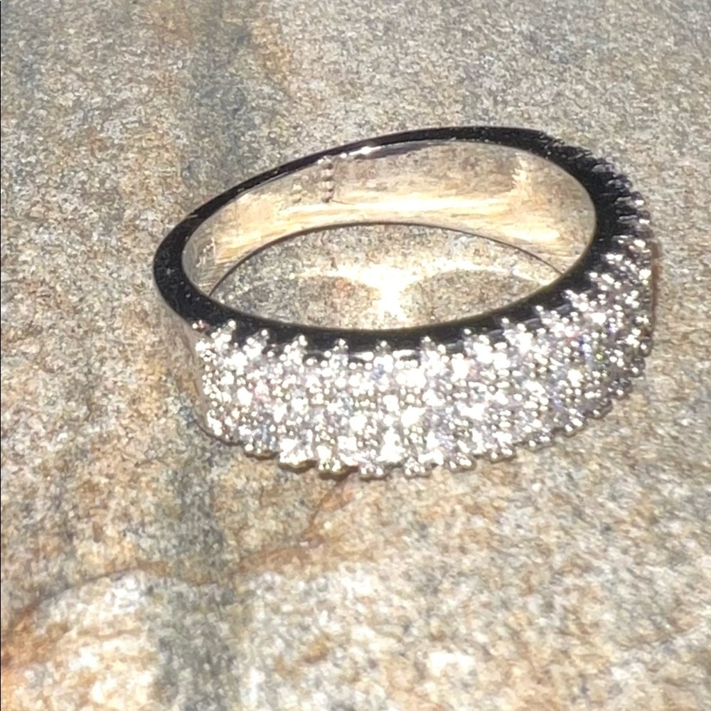 Diamond Eternity Ring Band pave setting 1/2 comfort fit 3 row - Picture 9 of 9